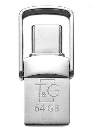 Флешка t&g 2&1 usb/type-c 64gb usb flash drive steel