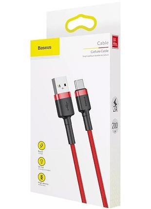 Дата кабель baseus cafule type-c cable 2a (2m) (catklf-c) красный 5