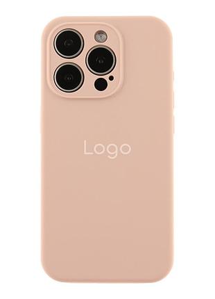 Чехол silicone case full с защитой камеры для iphone 15 pro max pink sand
