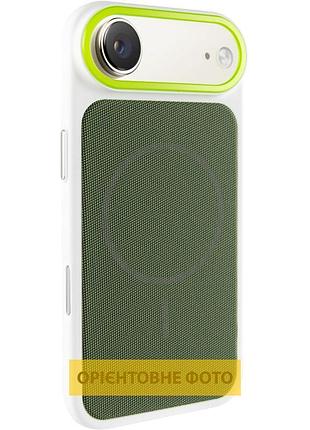 Чехол-накладка techwoven hybrid с magsafe для apple айфон 17 аир с картхолдером white / green