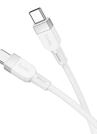 Кабель синхронізації hoco x109 silicone 60w/3a type-c to type-c 1 m white (35920_3605823)
