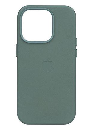 Чехол leather case для apple iphone 14 pro pine needle green
