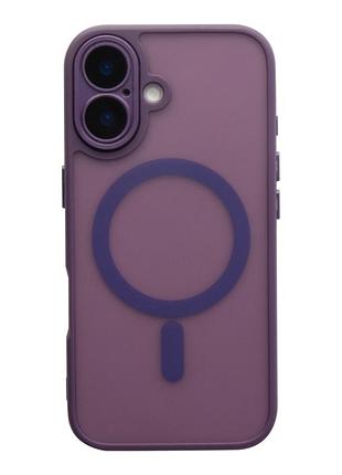 Чехол-накладка magnetic matte camera lens with magsafe for iphone 16 dark purple