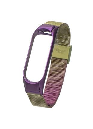 Ремешок milanese loop для xiaomi mi band 3 / mi band 4 gradient фиолетово-зелёный