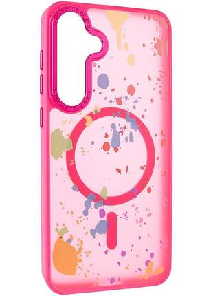Чохол-накладка flush з magsafe для samsung galaxy s24 fe прозорий в стильному дизайні з принтом barbie pink