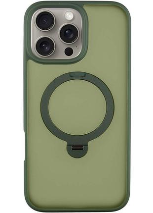 Чехол ummi colorful magsafe hq ring для iphone 16 pro с кольцом-подставкой 360° айфон 16 про green
