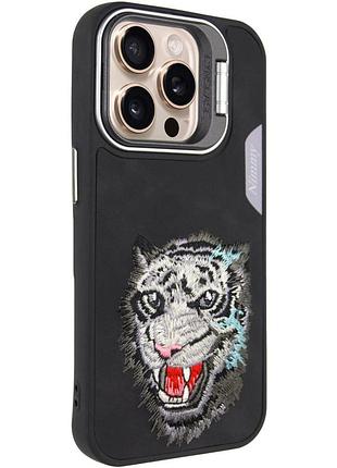 Чохол tpu friends стильний принт для apple айфон 15 pro кільце-тримач/підставка, black tiger