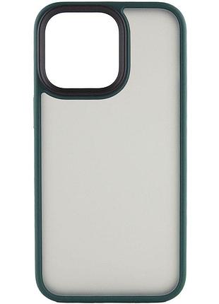 Накладка-чехол metal buttons для apple iphone 14 (айфон 14) прозрачно-матовый, с металлическими кнопками dark green
