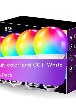 Светодиодная rgb лампочка smart bulb light 4pcs with bluetooth e27 with app white