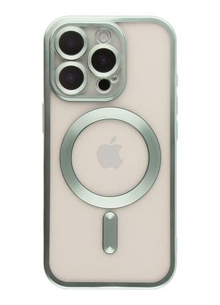 Чехол tpu metallic full camera magsafe для iphone 16 pro chrome green
