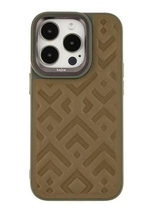 Чехол-накладка kajsa briquette collection rhombus apple iphone 14 pro olive