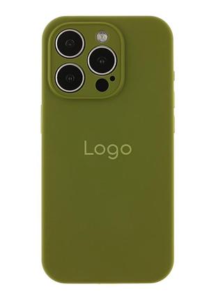 Чохол silicone case full із захистом камери для iphone 15 pro max army green
