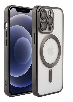 Чехол tpu metallic chrome full camera magsafe для iphone 12 pro black