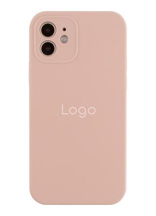 Чехол silicone case full с защитой камеры для iphone 12 pink sand