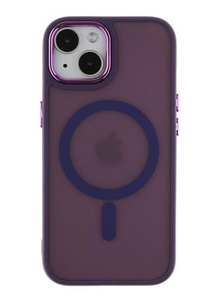 Чехол pc color chrome с magsafe для iphone 15 dark purple