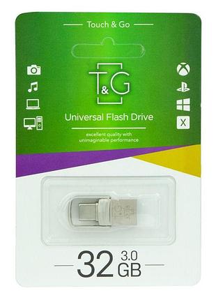 Флеш память t&g otg -type c usb 3.0 32gb metal 104 steel