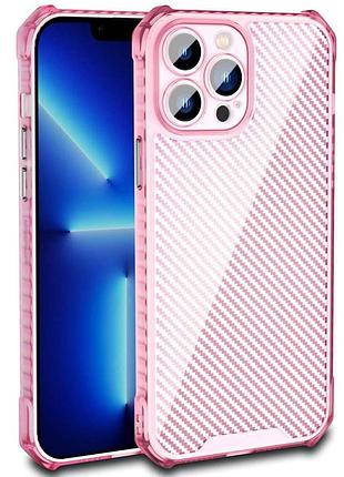 Чехол tpu ease carbon color series для apple iphone 12 pro max (6.7") розовый / прозрачный