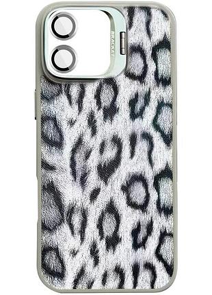 Чохол tpu, pc wild leopard (леопардовий дизайн) підтримка magsafe у комплекті лінзи для apple айфон 17 grey