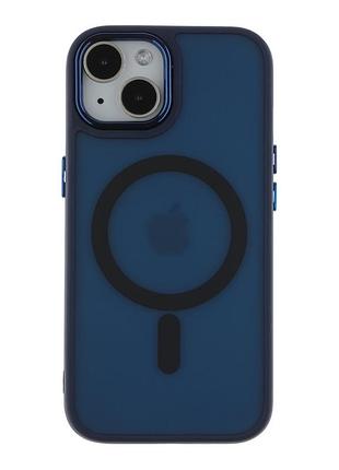 Чохол pc color chrome з magsafe для iphone 15 dark blue