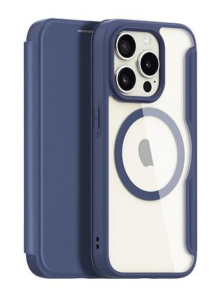 Чехол-книжка dux ducis skin x pro magsafe для iphone 15 pro max blue