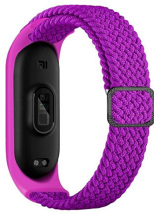Плетеный ремешок elastic adjustment xiaomi mi band 7/6/5/4/3 purple