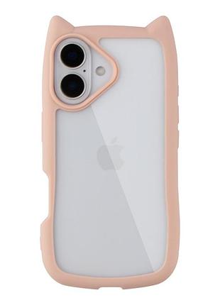 Чехол tpu+pc cat ears case с кошачьими ушками для iphone 16 pink