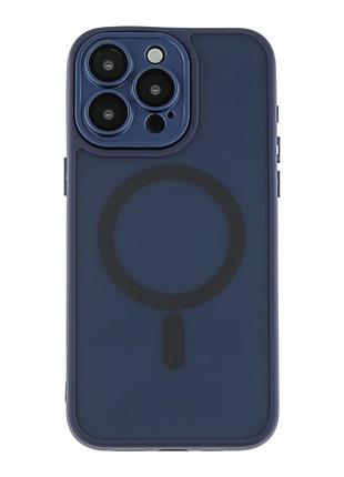 Чехол-накладка magnetic matte camera lens with magsafe for iphone 13 pro dark blue