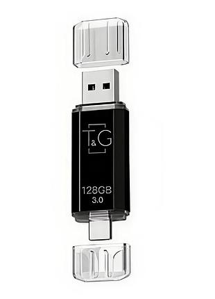 Флешка юсб t&g 009 2&1 usb/type c128gb usb flash drive 2.0 пам'ять 128 гб black
