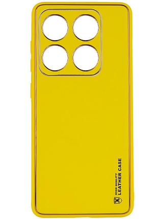 Кожаный чехол xshield для xiaomi 14 желтый / yellow