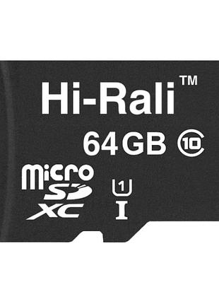 Карта micro sdxc hi-rali пам'ять 64gb uhs-1 10 class чорний