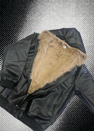 Чорний бомбер з еко шкіри | vintage | bomber | streetwear