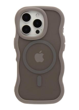 Волнистые чехлы tpu+pc aquawave with magsafe для iphone 16 pro max с матовым покрытием grey