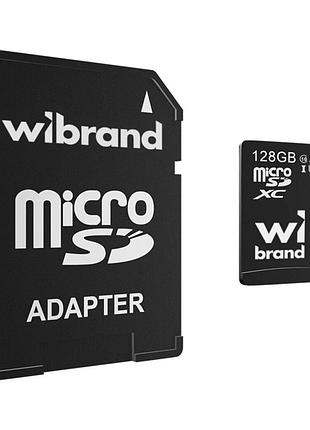 Карта microsdhc wibrand память 128gb uhs-1/u3 10 class с адаптером черный