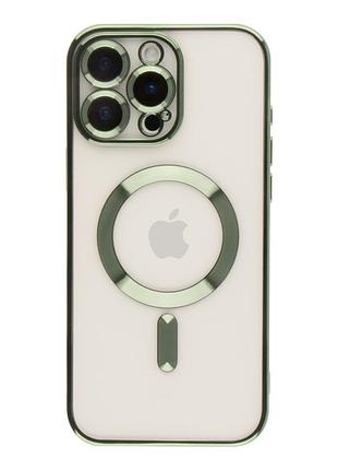 Чехол tpu metallic full camera magsafe для iphone 15 pro green