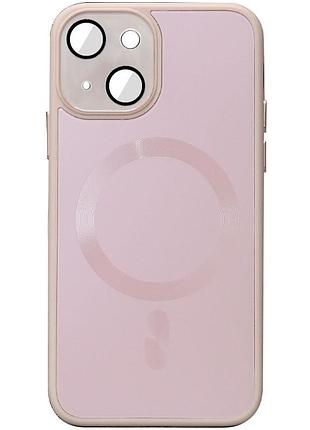 Чехол tpu glass sapphire midnight для apple айфон 14 с поддержкой magsafe и стеклянной панелью pink sand