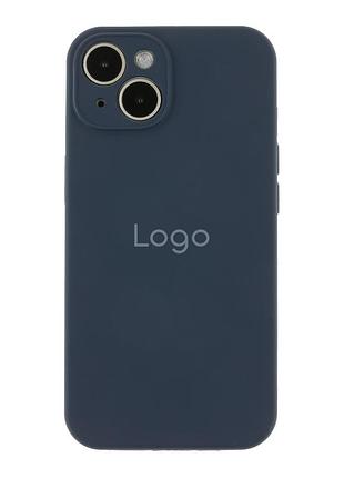 Чехол silicone case full с защитой камеры для iphone 13 dark blue