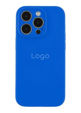 Чехол silicone case full с защитой камеры для iphone 14 pro max shiny blue