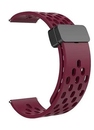 Универсальный ремешок с магнитной застёжкой universal 20 mm silicone samsung/amazfit/huawei wine red