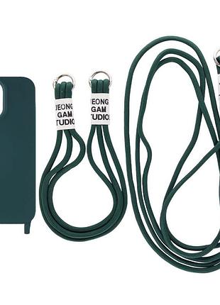 Силиконовый чехол tpu two straps california для apple айфон 13 pro с двумя ремешками forest green