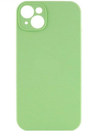 Чехол с защитой камеры silicone case full apple iphone 15 mint