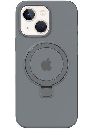 Чехол silicone case full protective with ring для apple iphone 15 (6.1") grey