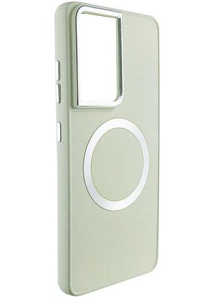 Tpu чехол bonbon metal style with magsafe для samsung galaxy s23 ultra белый / white