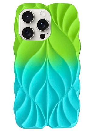 Tpu чехол leaf для apple iphone 16 pro (6.3") green / aqua