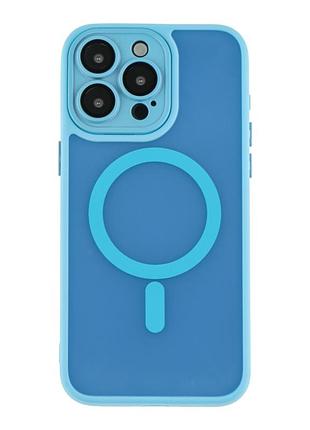 Чехол-накладка magnetic matte camera lens with magsafe for iphone 14 pro max blue
