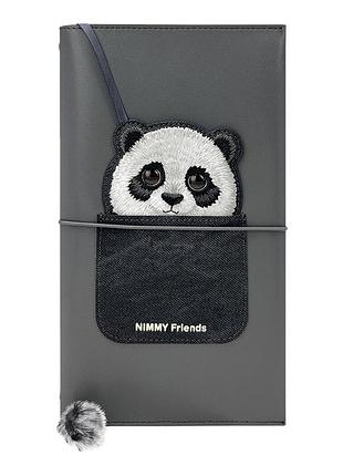 Блокнот nimmy обложка из pu кожи hand book combination 3 кармана с внутренней стороны для банковских карт или визиток panda black