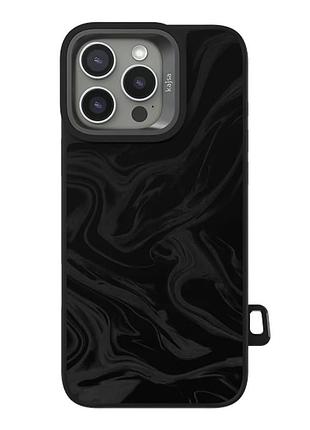 Чехол-накладка kajsa glamorous коллекция жидкое искусство (fluid art) с magsafe для iphone 16 pro black