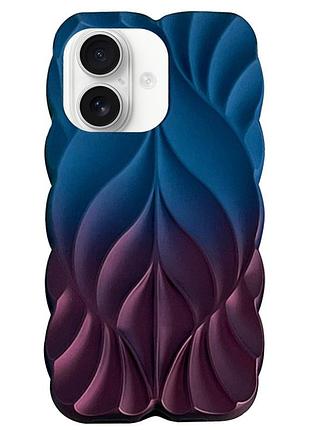 Tpu чехол leaf для apple iphone 16 (6.1") navy blue / plum