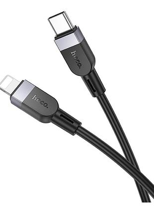 Кабель для заряджання та передачі даних usb hoco x109 silicone pd27w/3a type-c to lightning 1m black