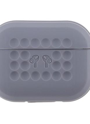 Футляр silicone fashion case с карабином для airpods pro grey