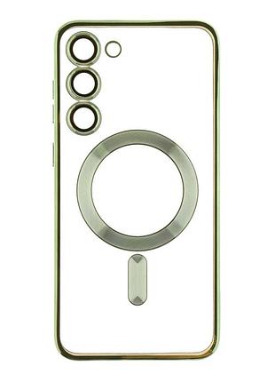 Чехол tpu metallic full camera magsafe для samsung galaxy s23 plus green